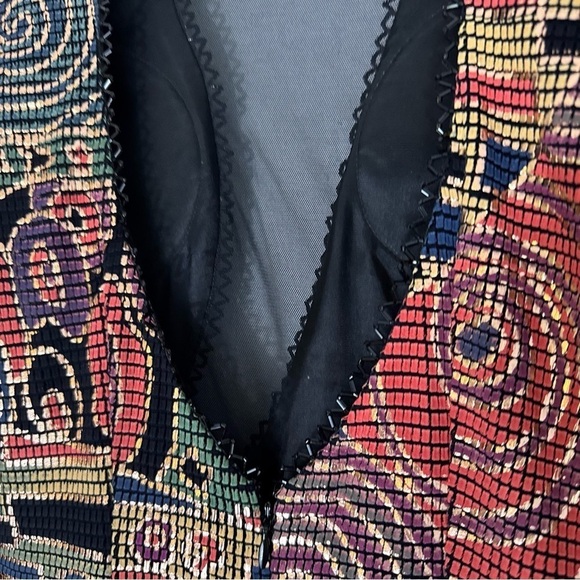 Vintage Janine metallic mosaic party dress size M - Picture 14 of 16